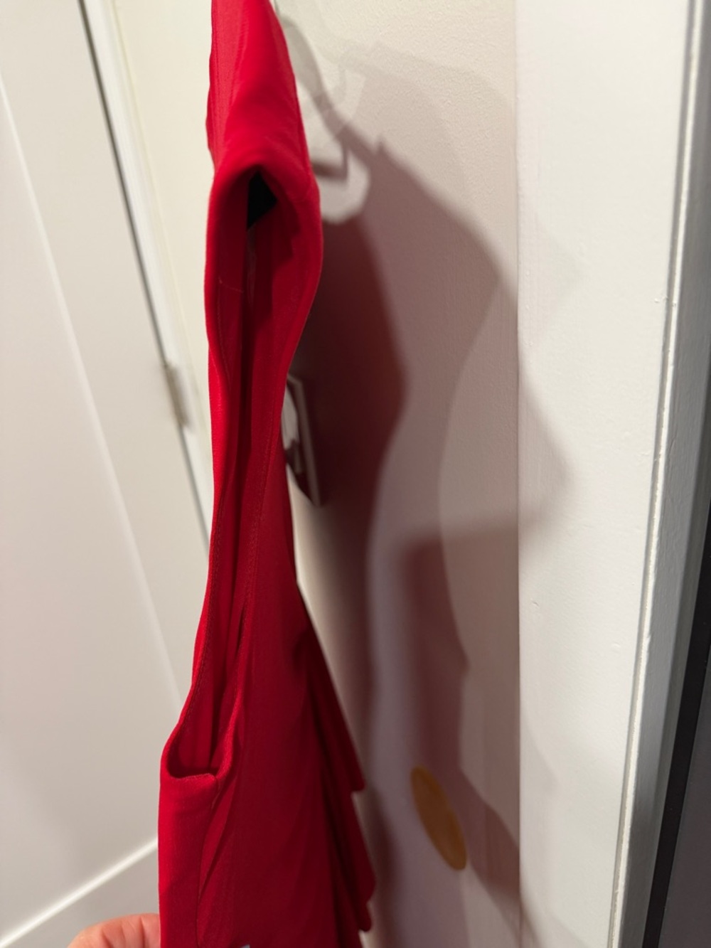 EUC Connected Apparel Red Ruffle Detail Asymmetric Dress - Picture 4 of 6